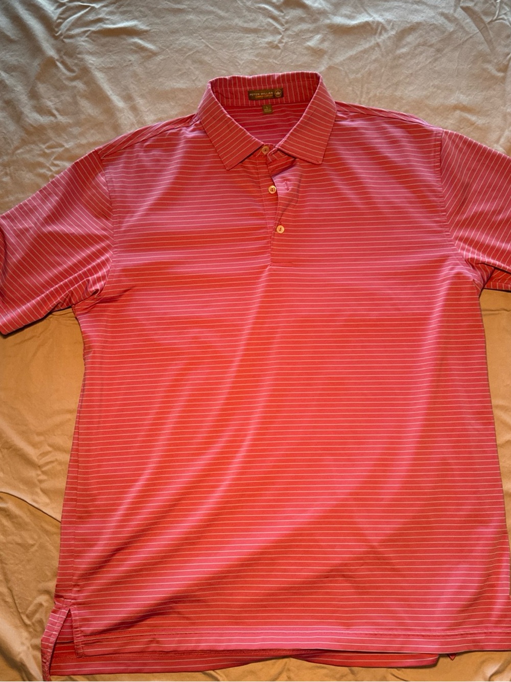 Peter Millar Pink Striped Performance Polo